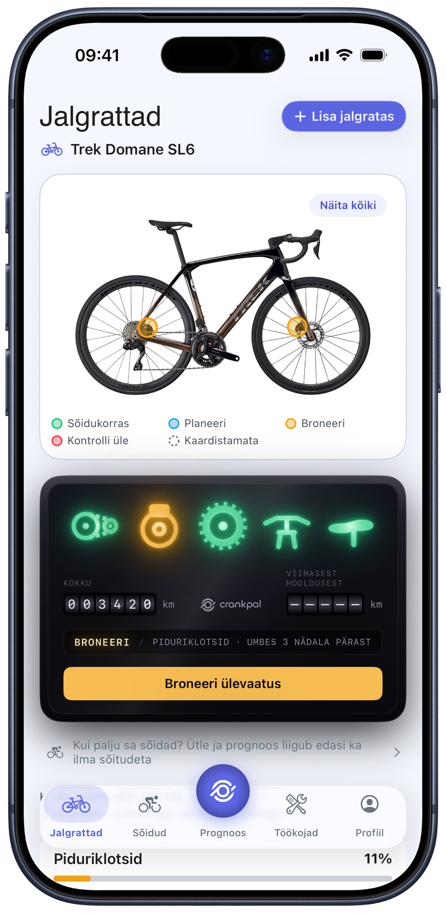 CrankPal app — bike health and predictive maintenance