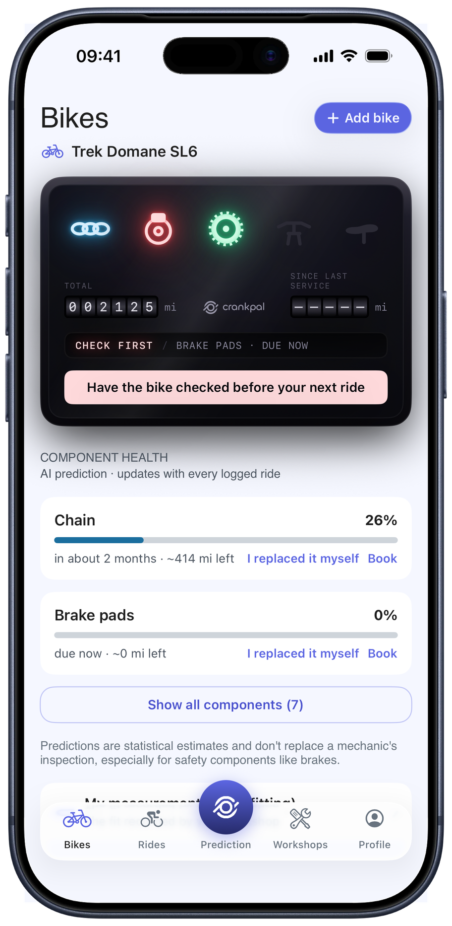 CrankPal app — bike health and predictive maintenance