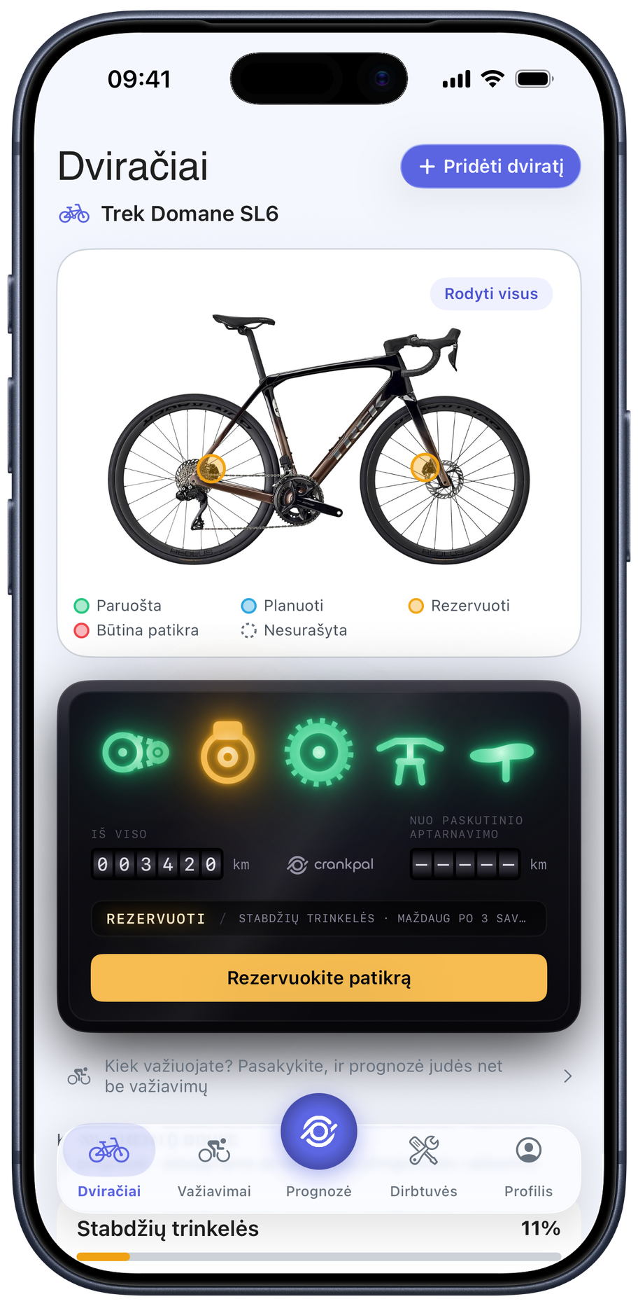 CrankPal app — bike health and predictive maintenance